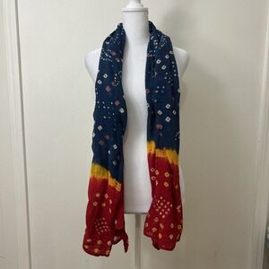 Morgan De Toi Scarf Wrap Boho Hippie Festival Tie Dye Cotton Colorful 43" X 68"